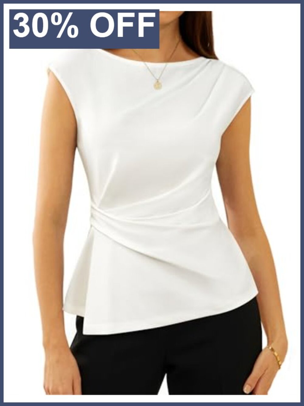 Women's Peplum Blouse Short Cap Sleeve Dressy Work Top